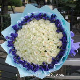 66 White Roses Bouquet
